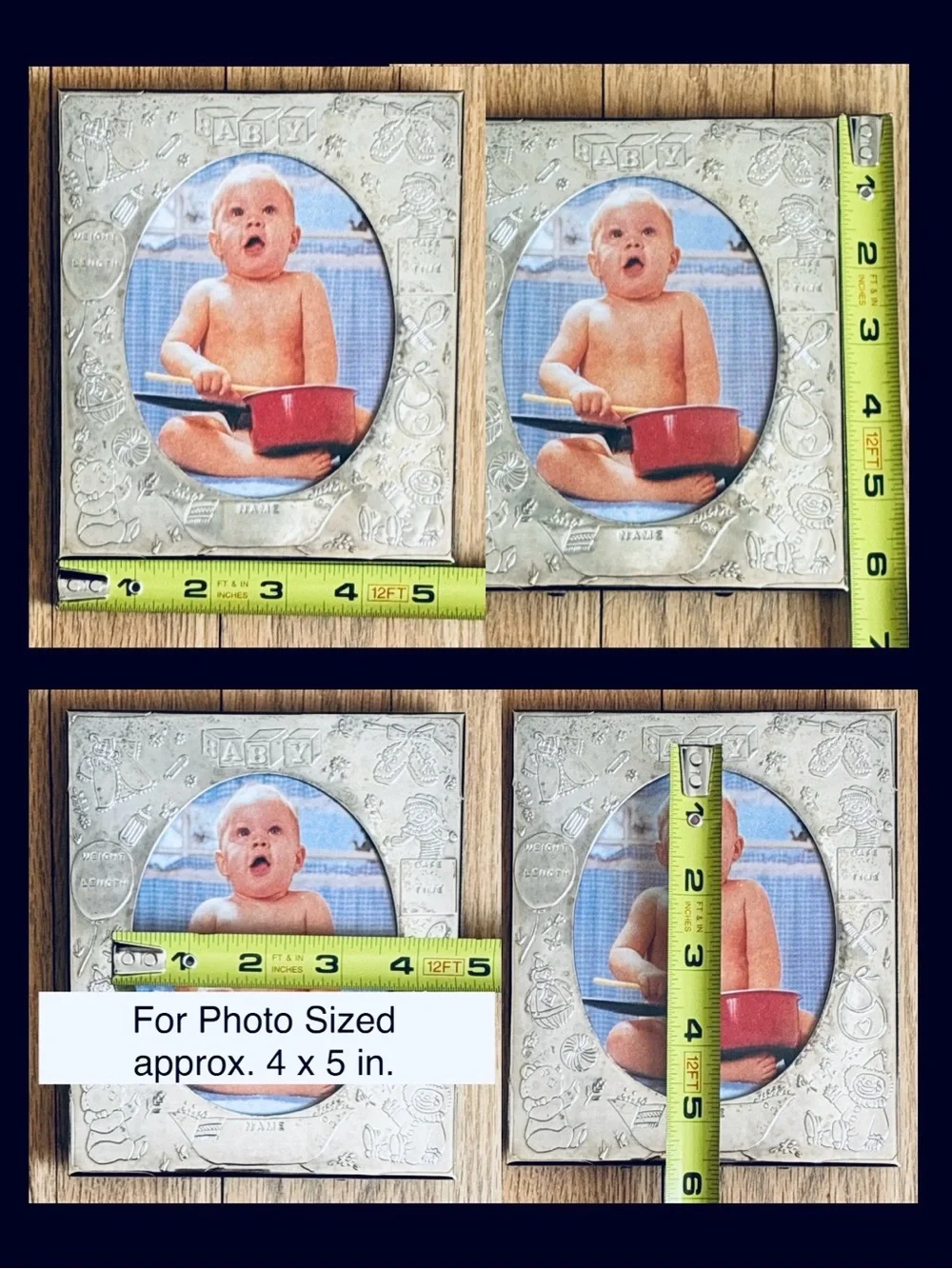 NIB BABYCREST SILVER PLATED Birth Record Picture Frame, New Vintage, 1980s